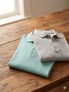 Bonobos Men’s Slim Fit Polo Shirts Bundle - Aqua Green & Gray - Size M (2 Pack)